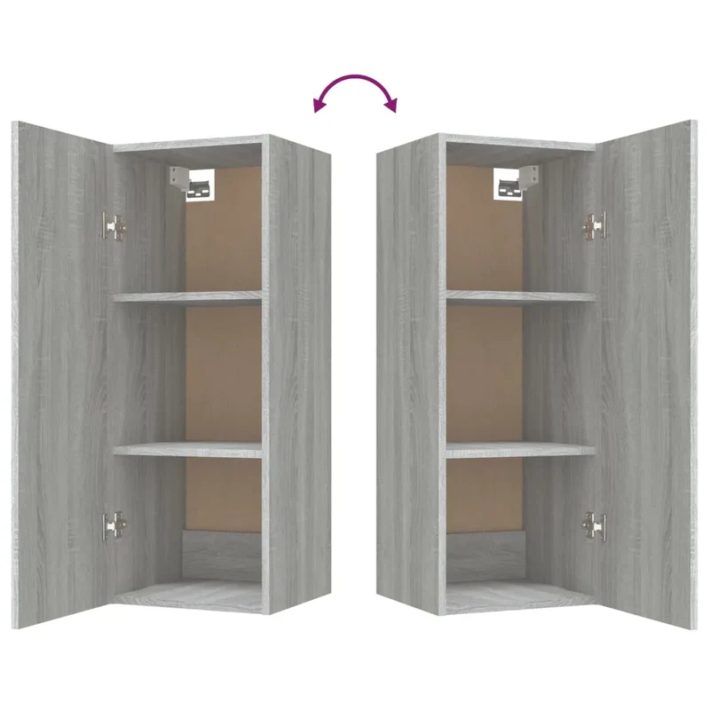 Armoire murale design polyvalente rangement espace de vie 34,5 x 34 x 90 cm en bois d'ingénierie gris 02_0048328