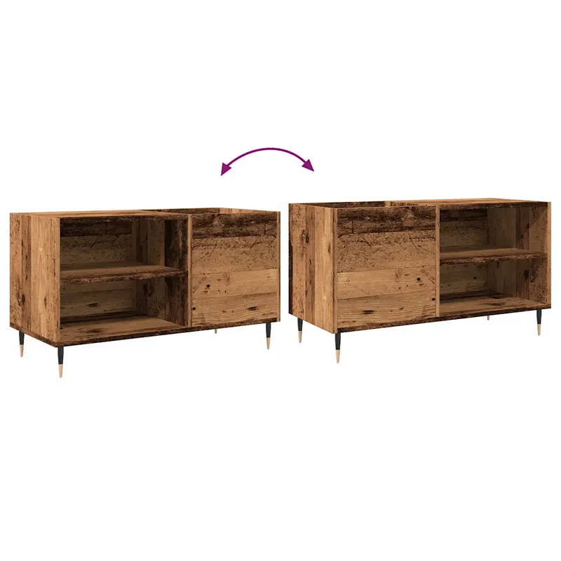Armoire à disques pratique classique 84 x 38 x 48 cm grand espace de rangement style industriel en bois vieux 02_0051120