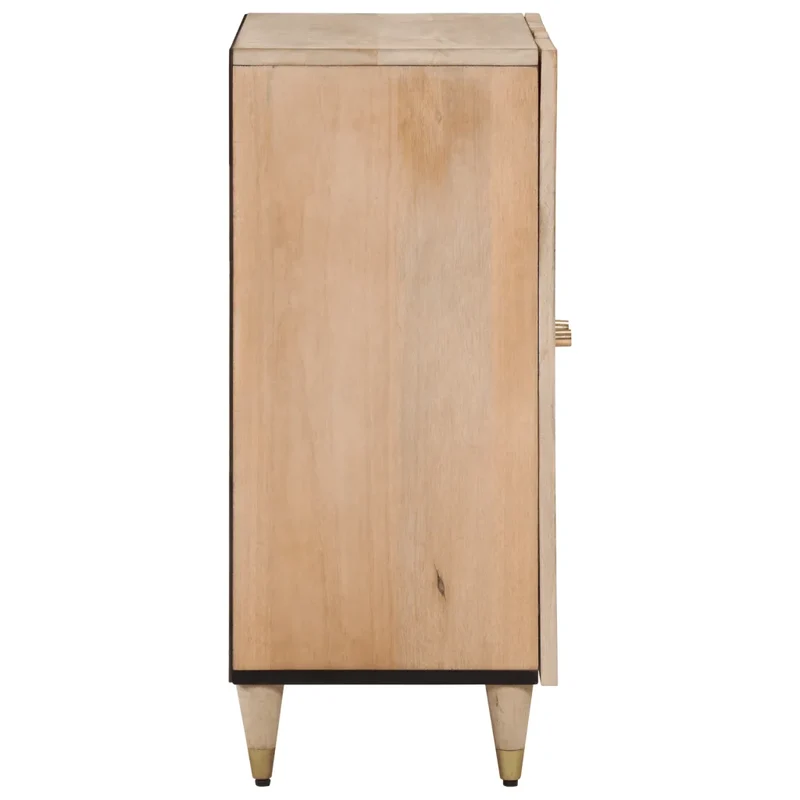 Armoire latérale 60 x 33 x 75 cm solide espace de rangement fonction d'affichage design sculpté en bois massif blanc 02_0047297