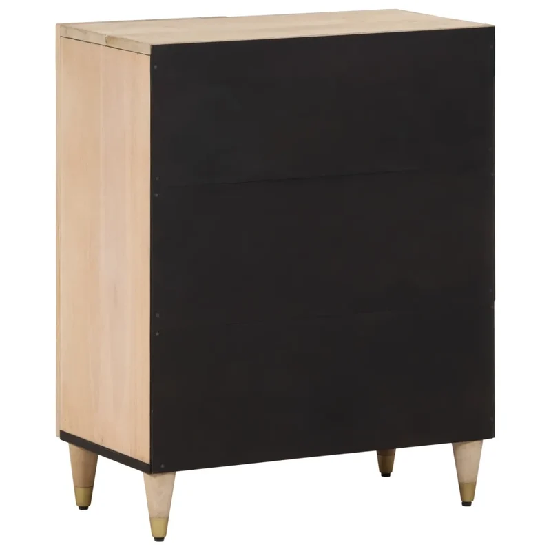 Armoire latérale 60 x 33 x 75 cm solide espace de rangement fonction d'affichage design sculpté en bois massif blanc 02_0047297