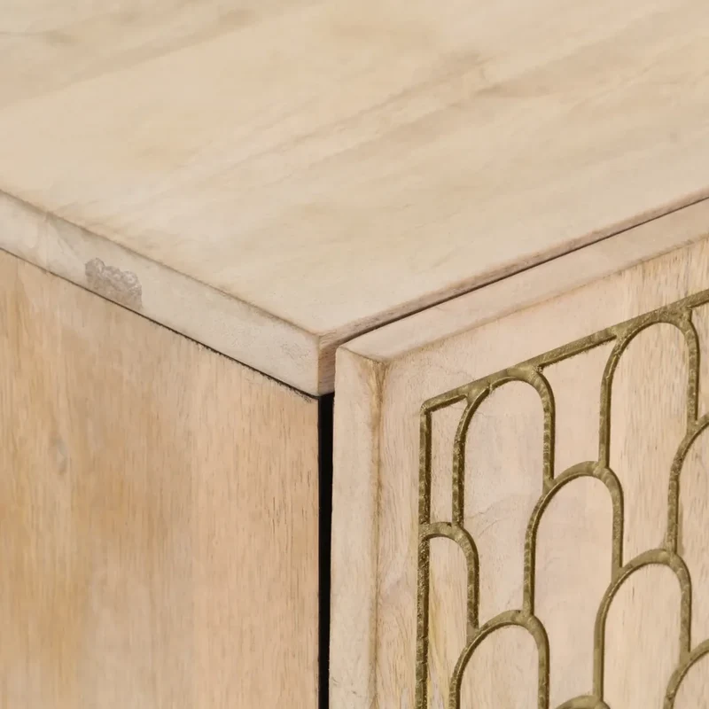 Armoire latérale 60 x 33 x 75 cm solide espace de rangement fonction d'affichage design sculpté en bois massif blanc 02_0047297
