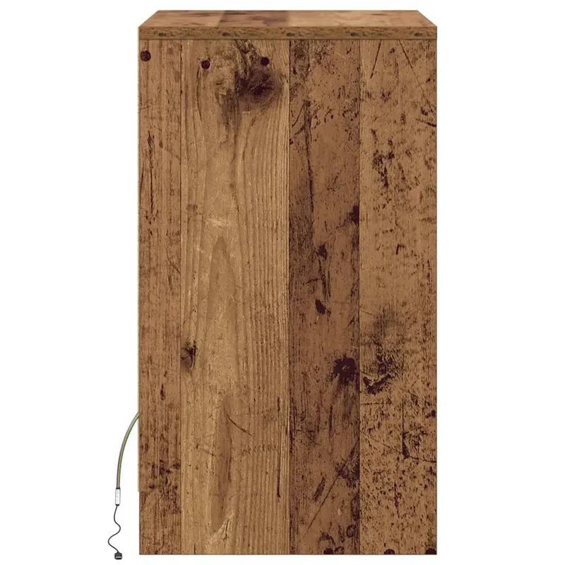 Armoire de chevet LED moderne avec tiroir rangement 38 x 34 x 61 cm en bois ancien 02_0052438