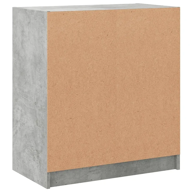 Armoire latérale design intemporel 68 x 37 x 75 cm avec portes vitrées rangement ambiance cosy en bois gris béton 02_0049314