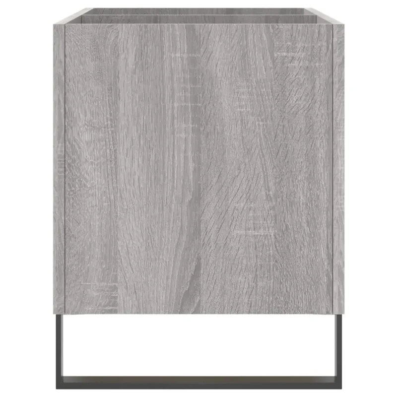 Armoire à disques pratique vintage 74,5 x 38 x 48 cm style industriel en bois d'ingénierie gris 02_0049139