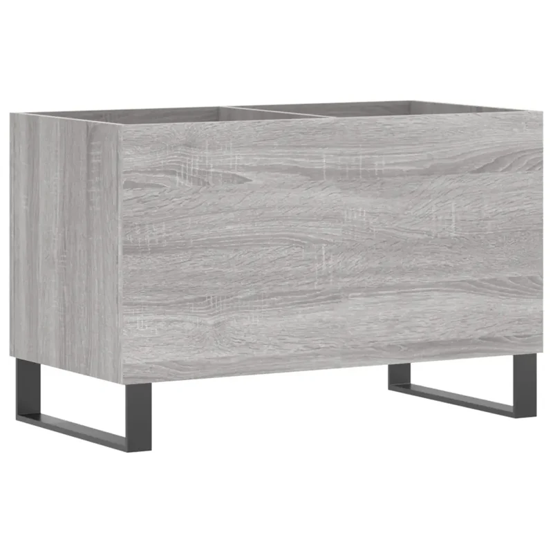 Armoire à disques pratique vintage 74,5 x 38 x 48 cm style industriel en bois d'ingénierie gris 02_0049139