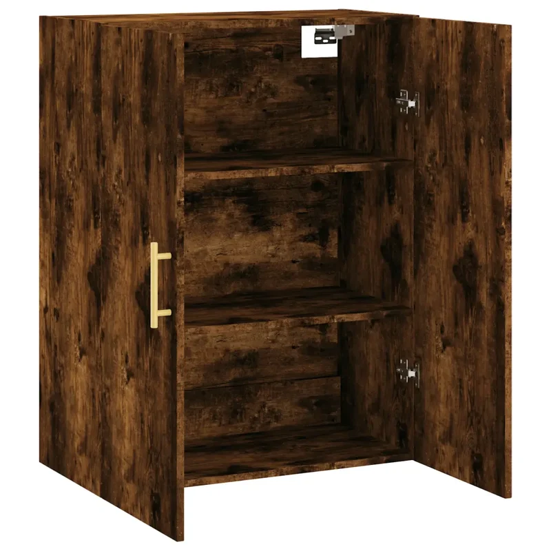 Armoire murale élégante 69,5 x 34 x 90 cm grand espace de rangement pratiques style contemporain en bois d'ingénierie chêne fumé 02_0048579