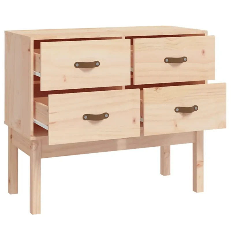 Armoire console bois de pin massif 90 x 40 x 78 cm grand espace de rangement style rustique en bois naturel 02_0048452