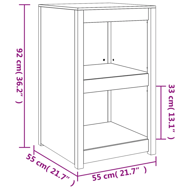Armoire de cuisine d'extérieur modulable 55 x 55 x 92 cm grand rangement jardin style rustique en bois douglas 02_0049235