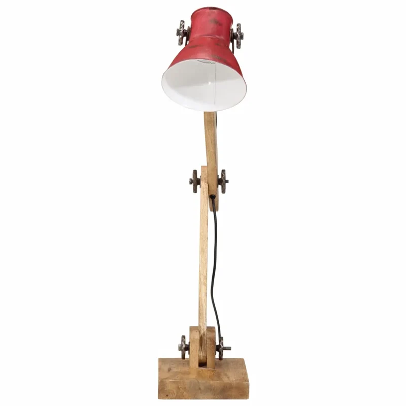 Lampe de bureau industrielle avec bras réglable 23 x 18 x 96 cm ambiance rustique en bois de manguier rouge délavé 02_0047498