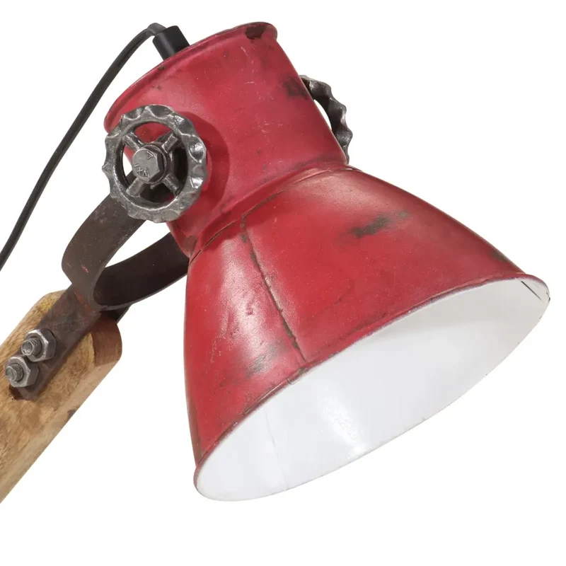 Lampe de bureau industrielle avec bras réglable 23 x 18 x 96 cm ambiance rustique en bois de manguier rouge délavé 02_0047498