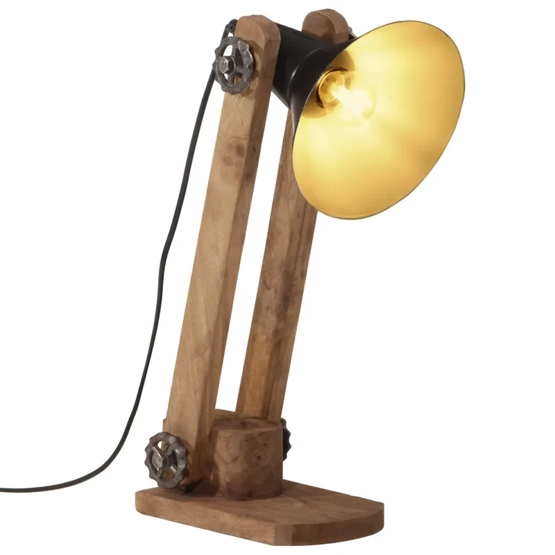 Lampe de bureau style industriel ambiance cosy 23 x 13 x 52 cm en bois de manguier noir 02_0047522