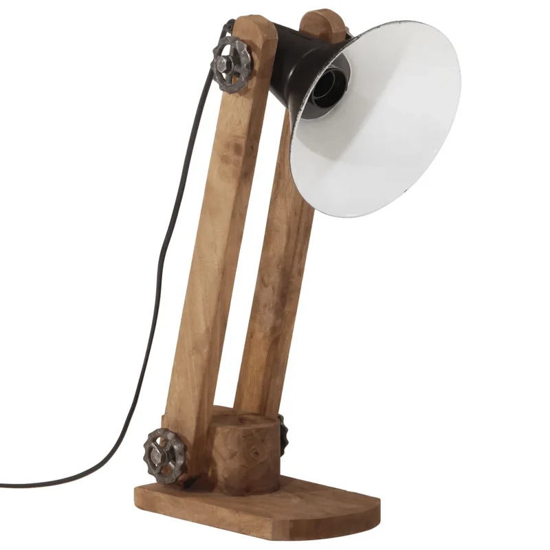 Lampe de bureau style industriel ambiance cosy 23 x 13 x 52 cm en bois de manguier noir 02_0047522