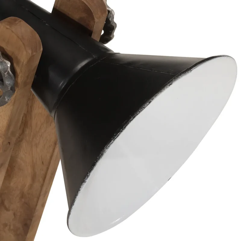 Lampe de bureau style industriel ambiance cosy 23 x 13 x 52 cm en bois de manguier noir 02_0047522