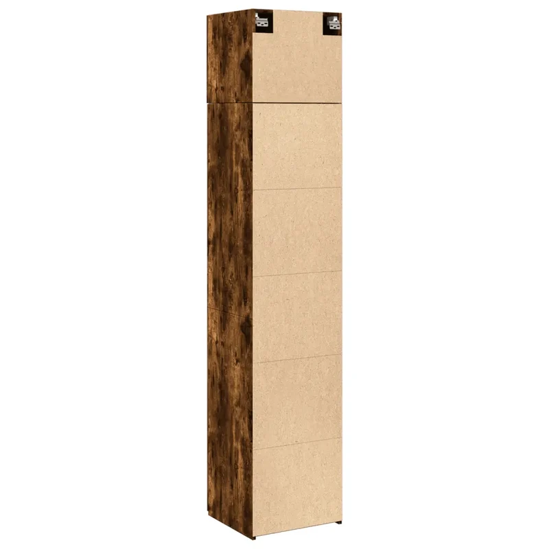 Armoire de rangement mince 45 x 42,5 x 225 cm espace de stockage polyvalent avec 8 compartiments en bois d'ingénierie chêne fumé 02_0055564