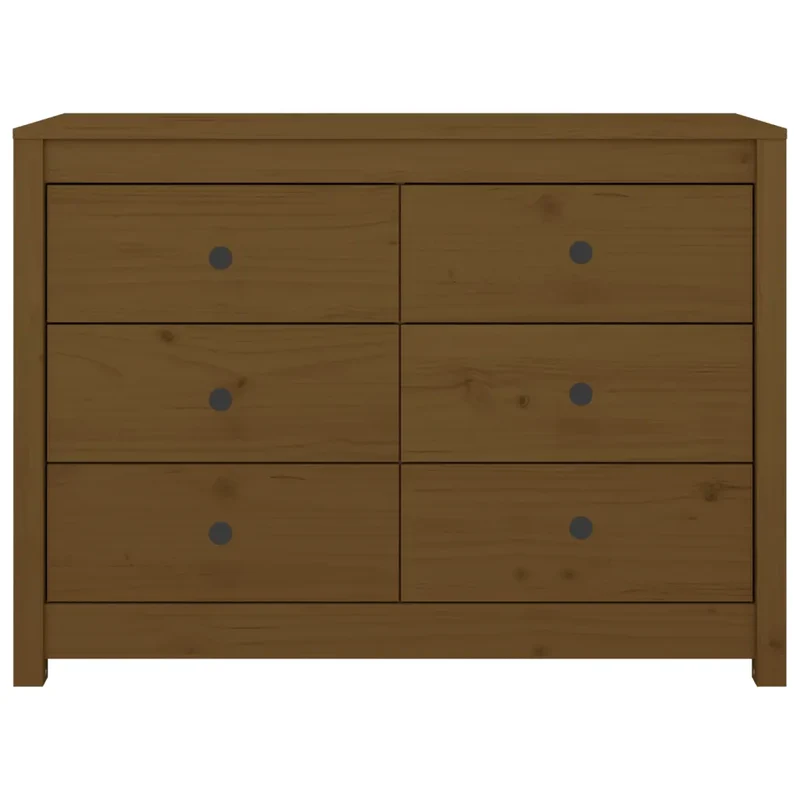 Armoire latérale bois de pin massif rangement pratique 100 x 40 x 72 cm style rustique en bois marron miel 02_0048459