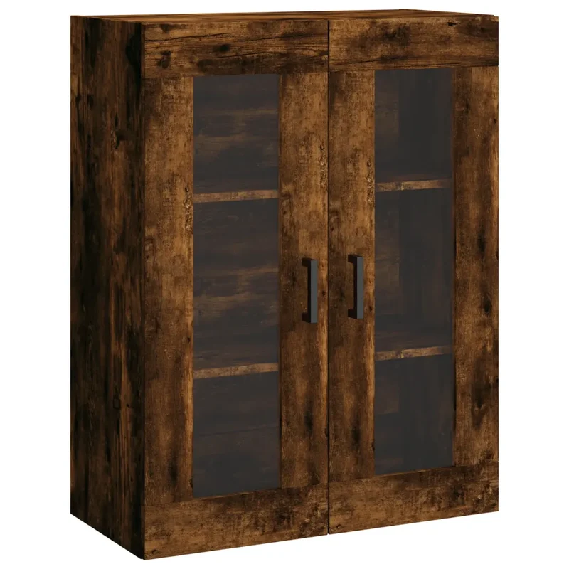 Armoire murale chêne fumé 69,5 x 34 x 90 cm grande capacité design pratique salon chambre en bois d'ingénierie chêne 02_0048628