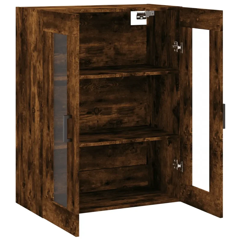 Armoire murale chêne fumé 69,5 x 34 x 90 cm grande capacité design pratique salon chambre en bois d'ingénierie chêne 02_0048628