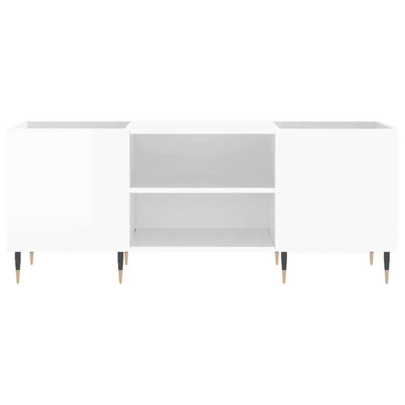 Armoire à disques pratique espace de rangement 121 x 38 x 48 cm style industriel en bois d'ingénierie blanc brillant 02_0049087