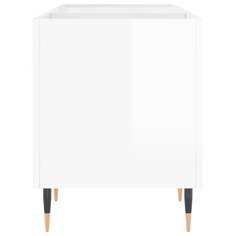 Armoire à disques pratique espace de rangement 121 x 38 x 48 cm style industriel en bois d'ingénierie blanc brillant 02_0049087