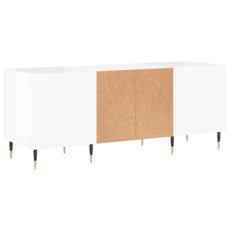 Armoire à disques pratique espace de rangement 121 x 38 x 48 cm style industriel en bois d'ingénierie blanc brillant 02_0049087