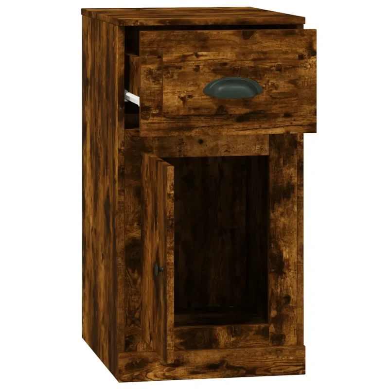 Armoire latérale avec tiroir rangements pratiques 40 x 50 x 75 cm en bois d'ingénierie chêne fumé 02_0048272