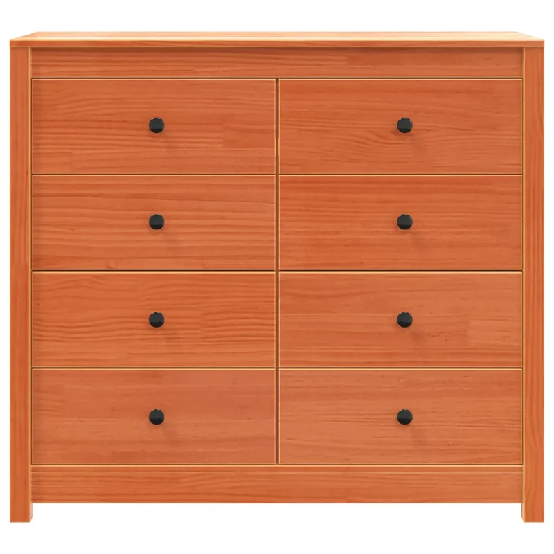 Armoire latérale fonctionnelle rustique 100 x 40 x 90 cm avec tiroirs spacieux en bois de pin massif cire marron 02_0049471