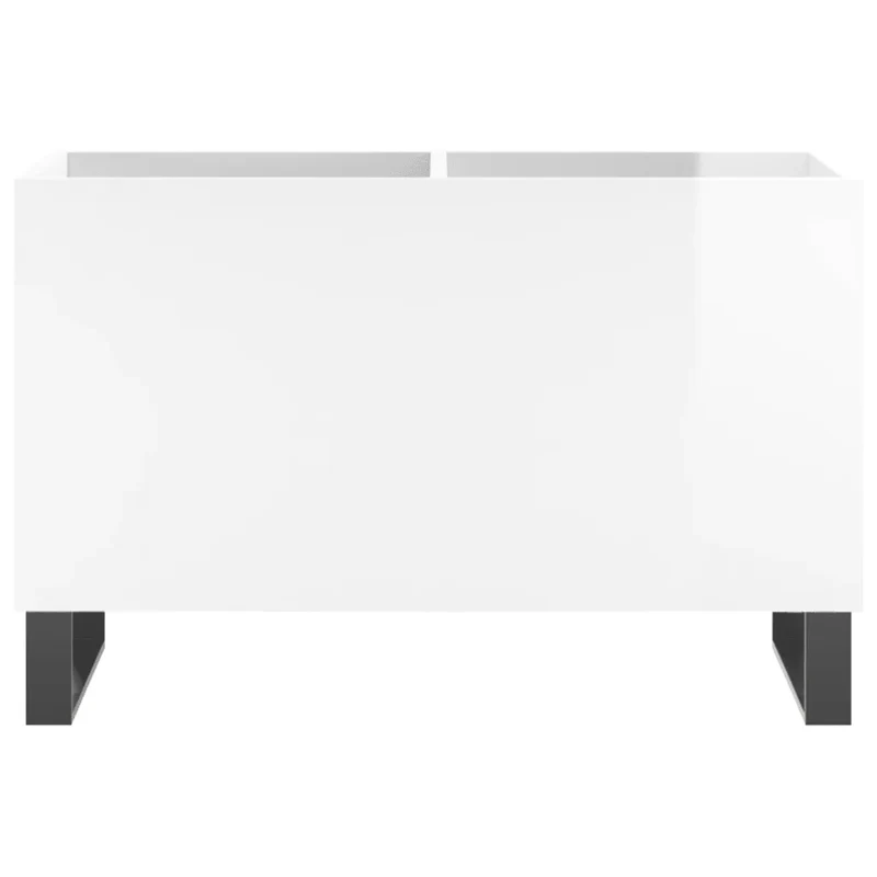 Armoire à disques classique moderne rangement vinyles 74,5 x 38 x 48 cm en bois d'ingénierie blanc brillant 02_0049135