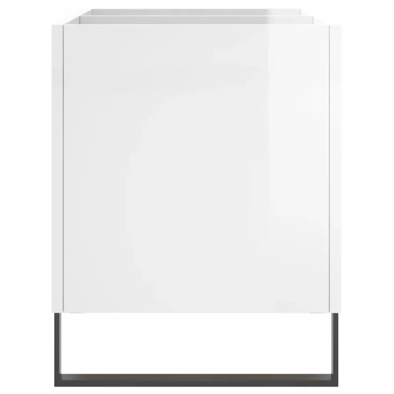 Armoire à disques classique moderne rangement vinyles 74,5 x 38 x 48 cm en bois d'ingénierie blanc brillant 02_0049135
