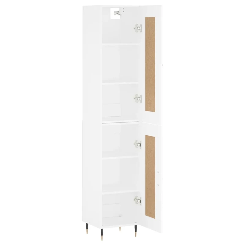 Buffet bahut commode armoire meuble de rangement organisateur cuisine salle de séjour salon haut 34,5 x 34 x 180 cm bois d'ingénierie blanc 02_0032430