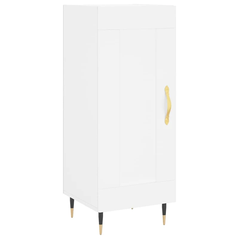 Buffet bahut commode armoire meuble de rangement organisateur cuisine salle de séjour salon haut 34,5 x 34 x 180 cm bois d'ingénierie blanc 02_0032430