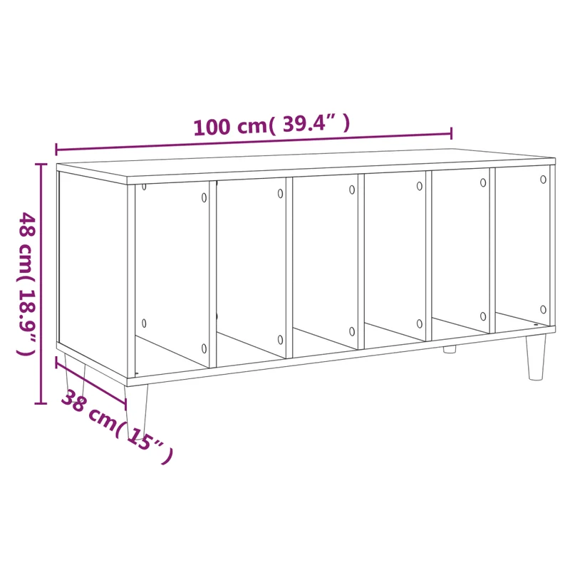 Armoire à disques pratique meuble de rangement salon 100 x 38 x 48 cm en bois d'ingénierie chêne sonoma 02_0049217