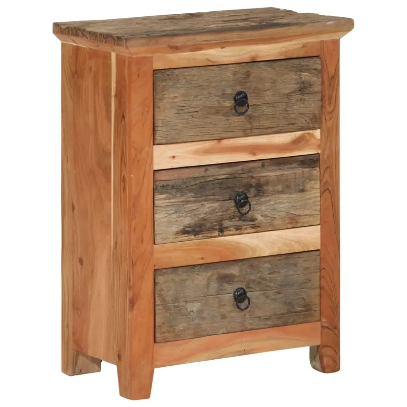 Armoire latérale bois massif d'acacia rangement 55 x 33 x 75 cm fonction d'affichage style classique en bois acacia 02_0047155