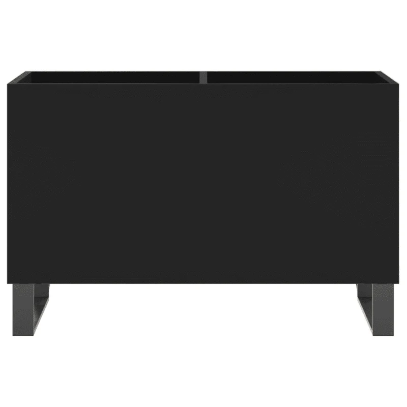 Armoire à disques pratique et classique 74,5 x 38 x 48 cm finition mate style industriel en bois noir 02_0049134