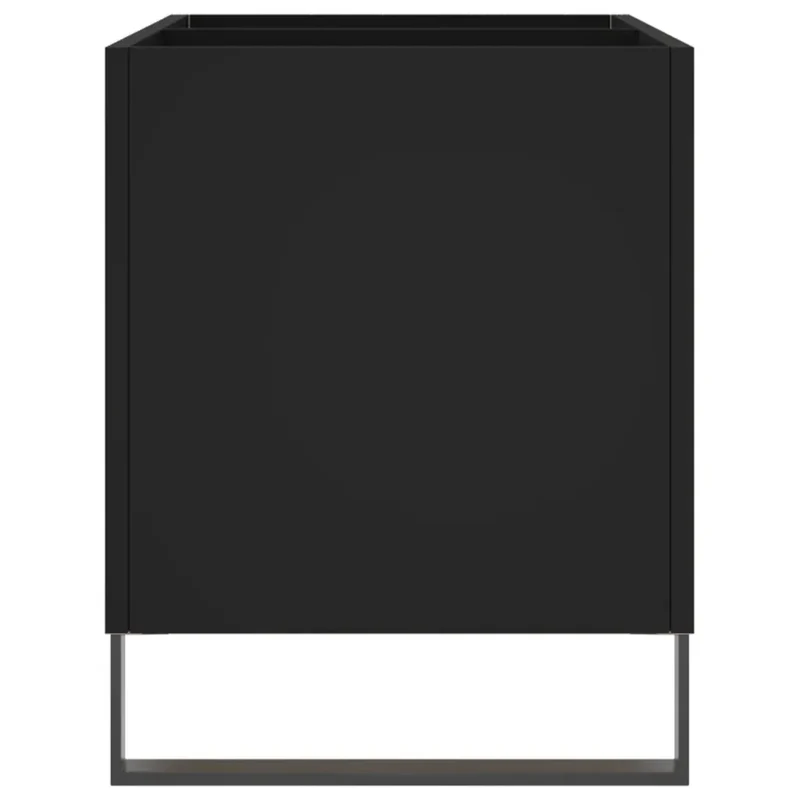 Armoire à disques pratique et classique 74,5 x 38 x 48 cm finition mate style industriel en bois noir 02_0049134