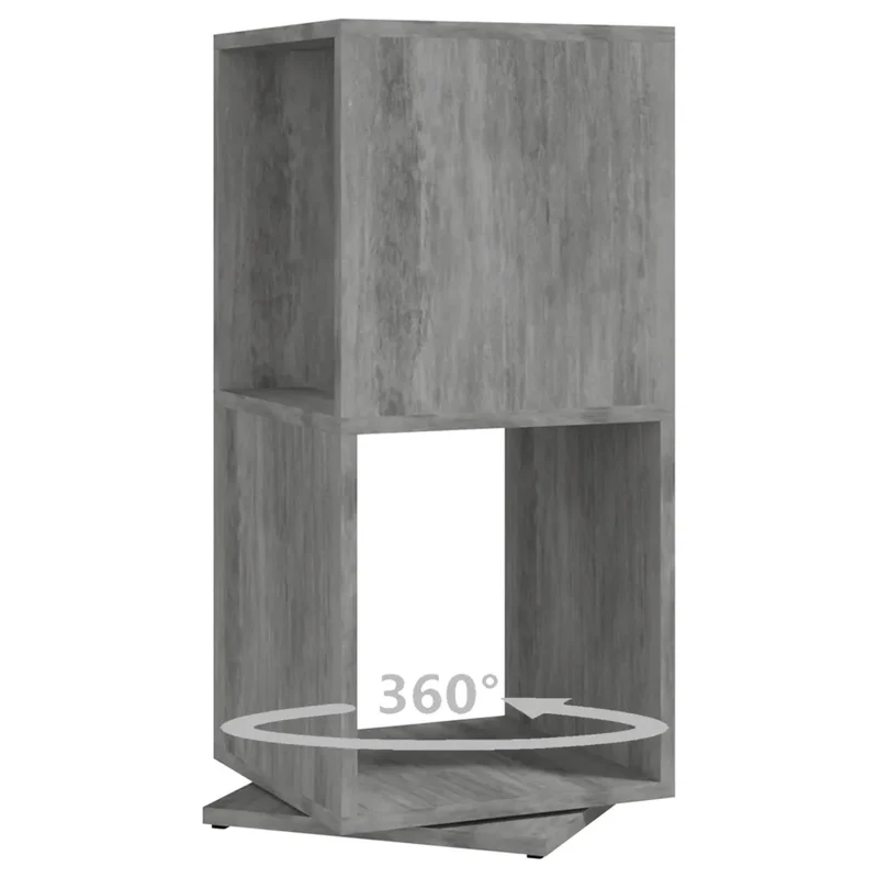 Armoire rotative moderne 34,5 x 34,5 x 75,5 cm pivotante 360 degrés en bois d'ingénierie gris béton 02_0046975