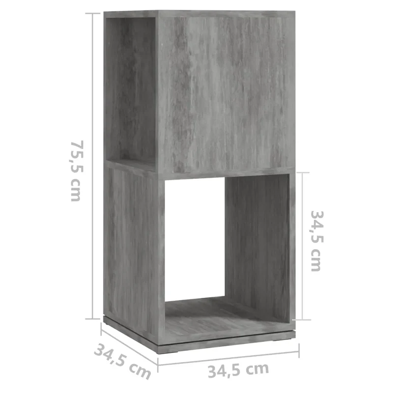 Armoire rotative moderne 34,5 x 34,5 x 75,5 cm pivotante 360 degrés en bois d'ingénierie gris béton 02_0046975