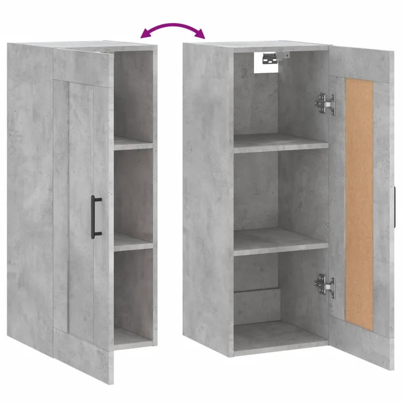 Armoire murale design intemporel avec 3 compartiments 34,5 x 34 x 90 cm en bois d'ingénierie gris béton 02_0048954