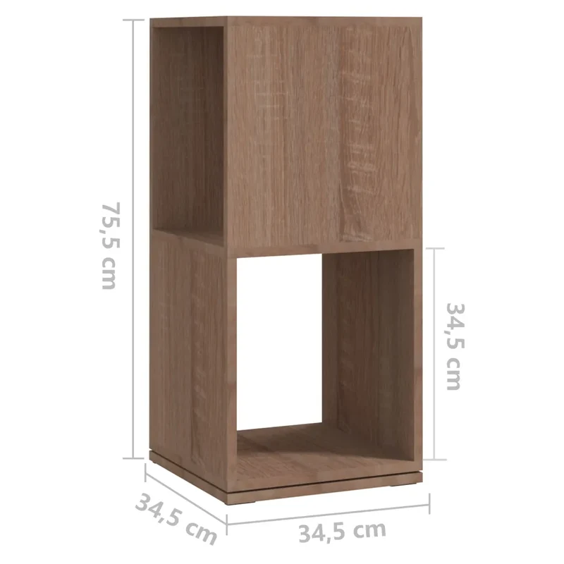 Armoire rotative 34,5 x 34,5 x 75,5 cm pratique gain de place style moderne en bois d'ingénierie chêne sonoma 02_0046976