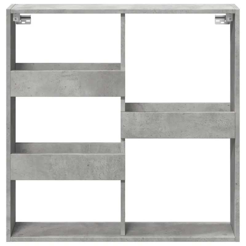 Armoire murale flottante rangement gain de place 80 x 15 x 80 cm en bois d'ingénierie gris béton 02_0050524