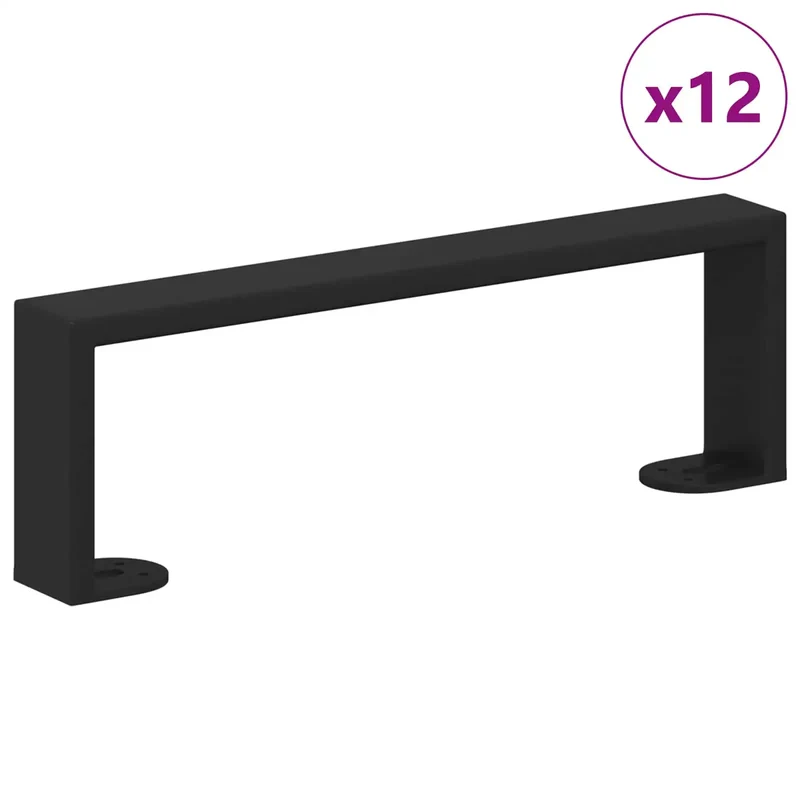 Lot de 12 pieds de meuble en U design moderne 311 x 40,5 x 100 mm solide et durable en fer noir 02_0051998