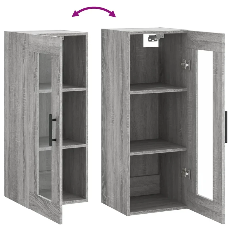 Armoire murale design pratique rangement espace visible 34,5 x 34 x 90 cm en bois d'ingénierie sonoma gris 02_0048699