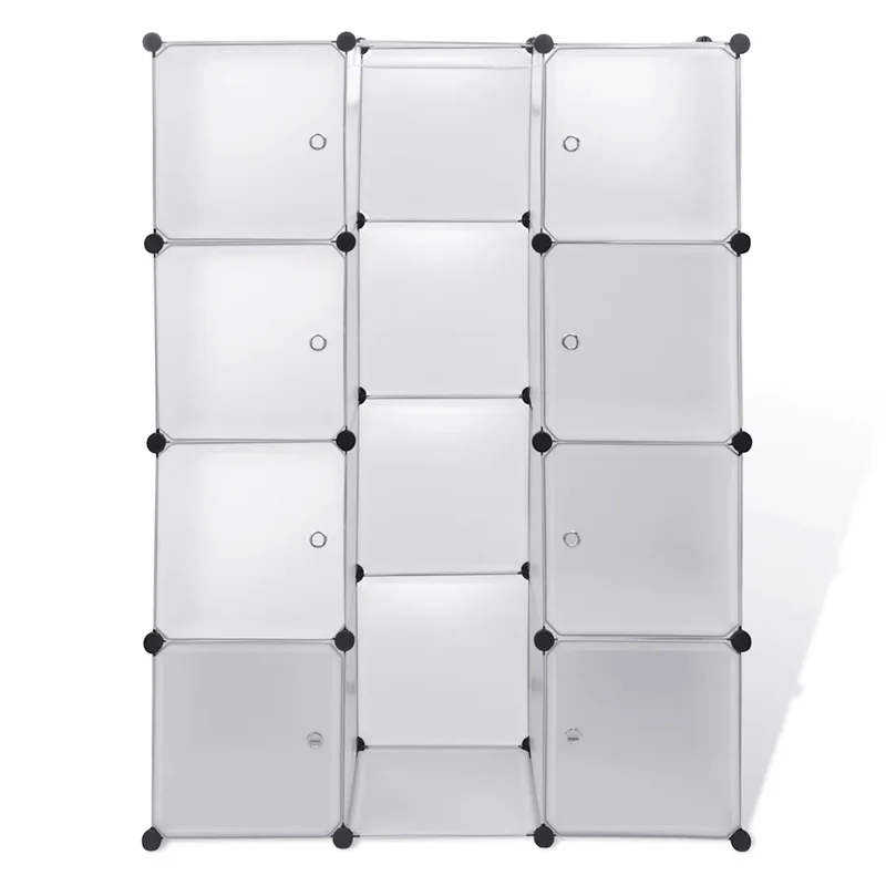 Armoire modulaire 9 compartiments rangement élégant chambre salon 109 x 36,5 x 143 cm en plastique blanc 02_0046220