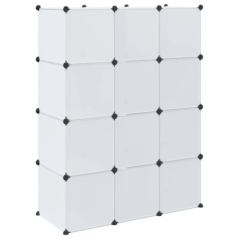 Armoire modulaire 9 compartiments rangement élégant chambre salon 109 x 36,5 x 143 cm en plastique blanc 02_0046220