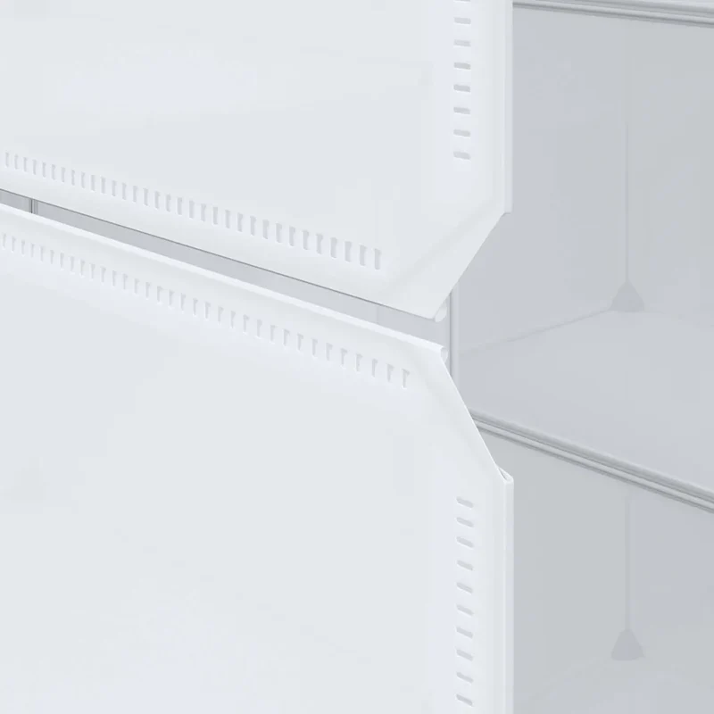 Armoire modulaire 9 compartiments rangement élégant chambre salon 109 x 36,5 x 143 cm en plastique blanc 02_0046220