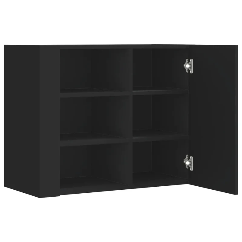 Armoire murale moderne pratique 75 x 35 x 60 cm avec espace de rangement optimisé en bois d'ingénierie noir 02_0049562
