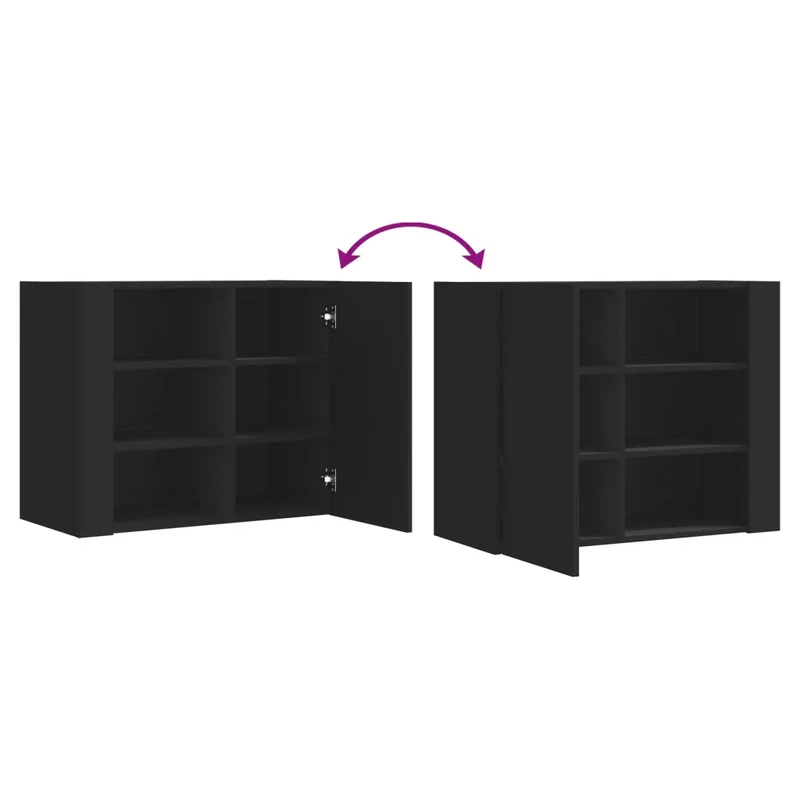Armoire murale moderne pratique 75 x 35 x 60 cm avec espace de rangement optimisé en bois d'ingénierie noir 02_0049562