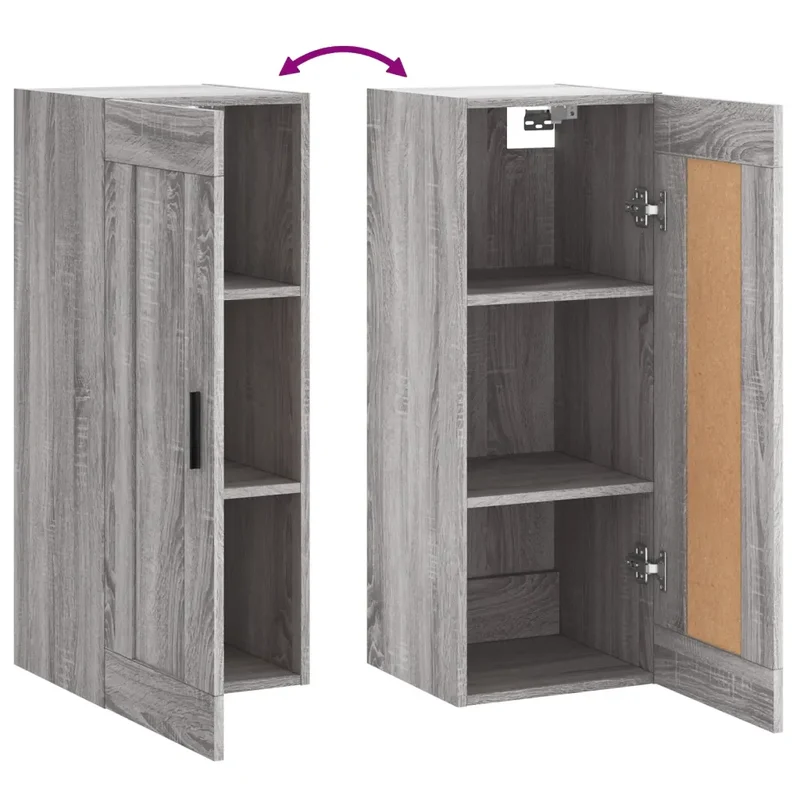Armoire murale rangement élégante 34,5 x 34 x 90 cm space-saving design contemporain en bois d'ingénierie gris 02_0048961