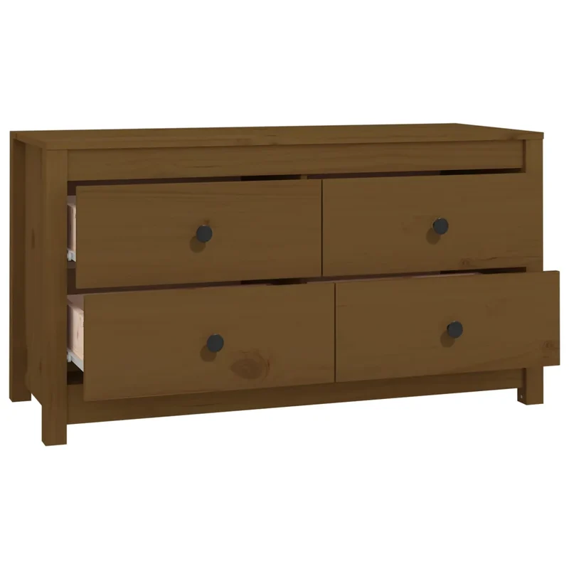 Armoire latérale rustique bois massif rangement pratique 100 x 40 x 54 cm en bois de pin marron miel 02_0048466