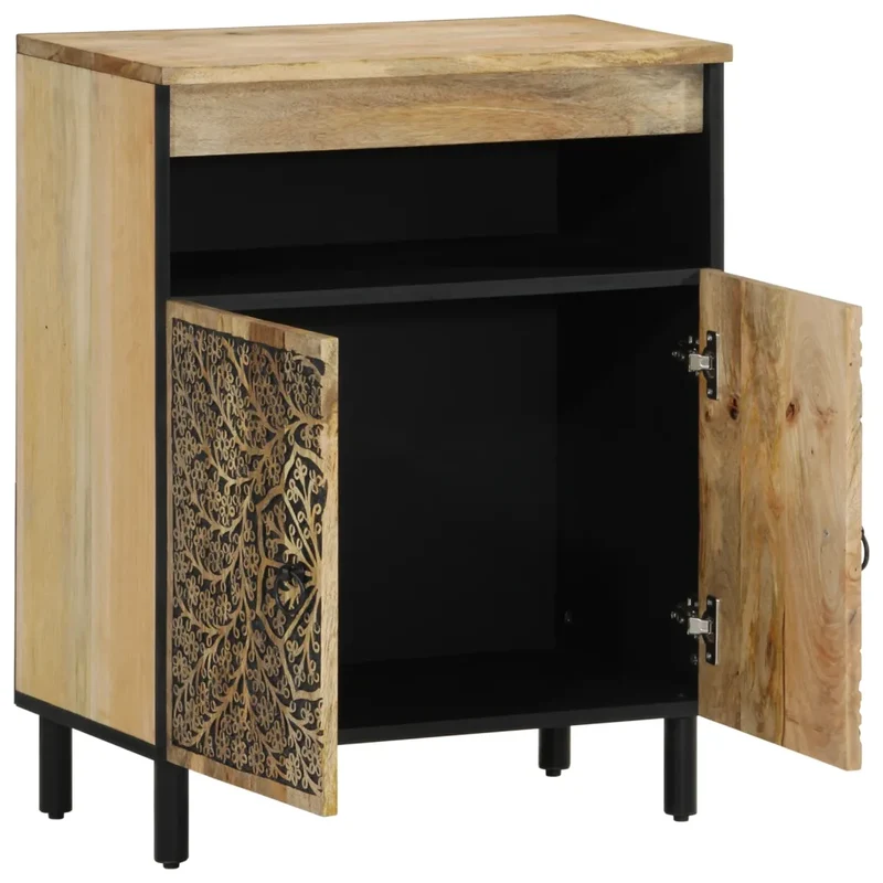 Armoire latérale rétro avec grand espace de rangement 60 x 33 x 75 cm en bois de manguier naturel 02_0047292
