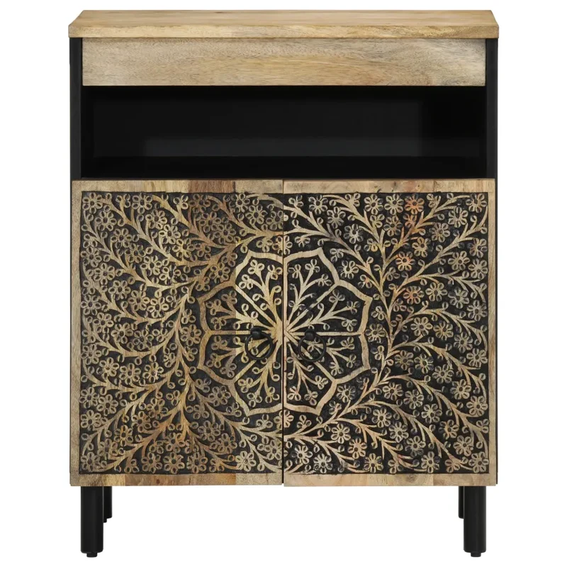 Armoire latérale rétro avec grand espace de rangement 60 x 33 x 75 cm en bois de manguier naturel 02_0047292
